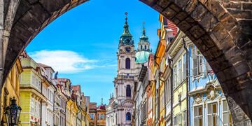 tower arch in downtown prague czech republic