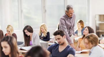 Professor and students in classroom