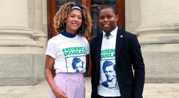 frederick douglass fellows smile together steps