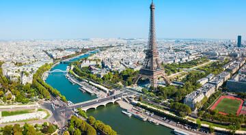 paris eiffel tower aerial view