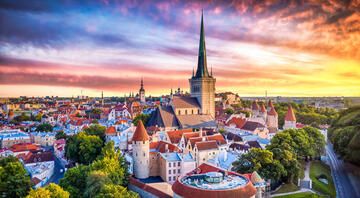 Tallinn church skyline sunset