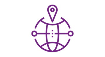 Purple globe with marker icon