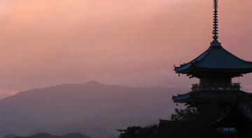 temple kyoto japan sunset