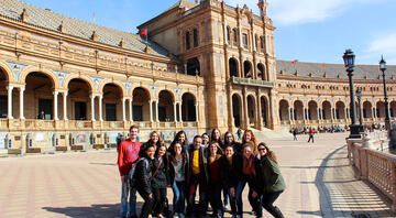 Seville student group at Plaza de Espana