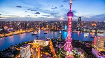 shanghai night aerial view