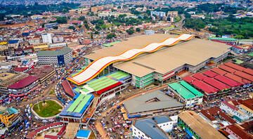overhead view of kumasi market in legon