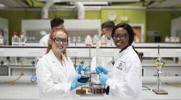 study abroad stem students lab work
