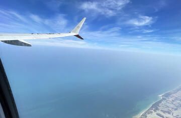 yucatan flight airplane ocean view