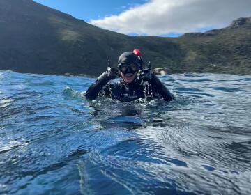 Kai snorkelling, having a seal of a time in the water!