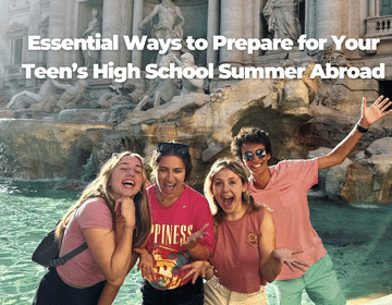 High School Students Posing in front of a fountain in Italy