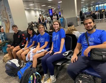 Students at airport
