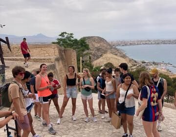 tour guide explaining the castle 