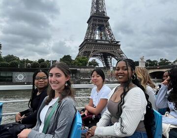 On the upper deck of bateau mouche!
