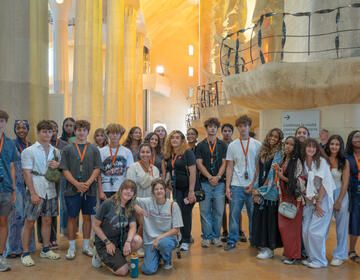 Group inside of Sagrada Familia