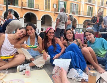 Students smiling on host family day while on a gap year abroad