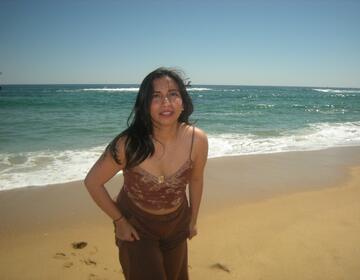 Another selfie in front of the beach