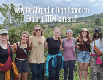 High school students posing together on a hike in Costa Rica