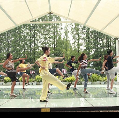 Students doing martial arts in Shanghai