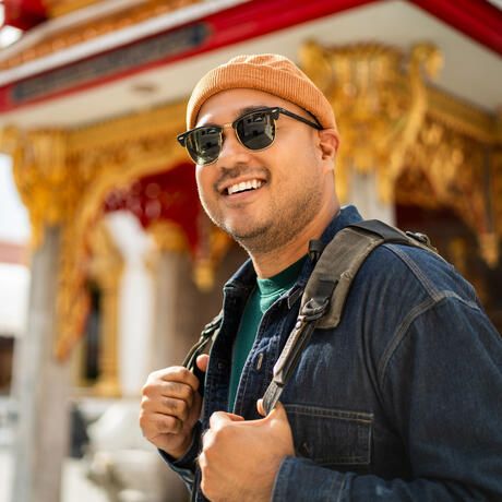 Touring a temple in Bangkok