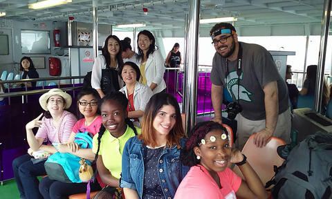 High school students traveling in a group in Tokyo