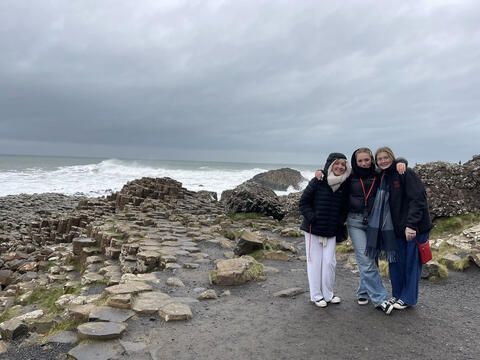 High school abroad students at Giant's Causeway in Ireland