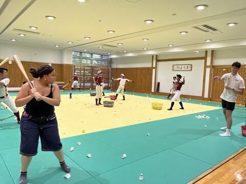 CIEE Students participating in club activities (baseball)