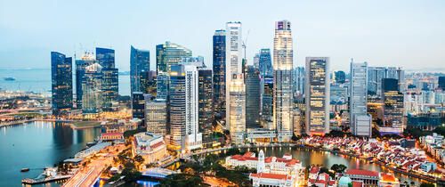 singapore downtown aerial view of buildings