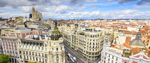 Madrid Calle Gran Via Street skyline