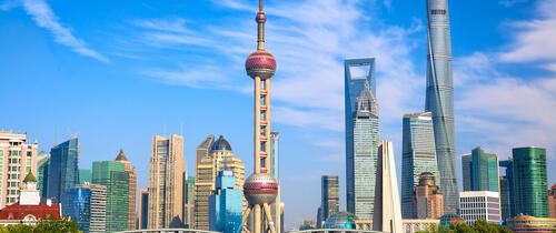shanghai skyline clear sunny day