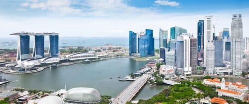 aerial view of downtown singapore