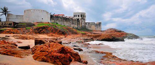 legon slave castle on coastline