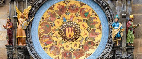 prague calendar clock close up