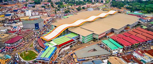 overhead view of kumasi market in legon