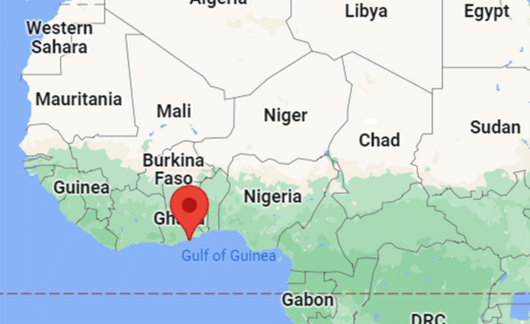 red pin legon ghana map