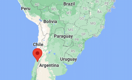 red pin of santiago chile on map