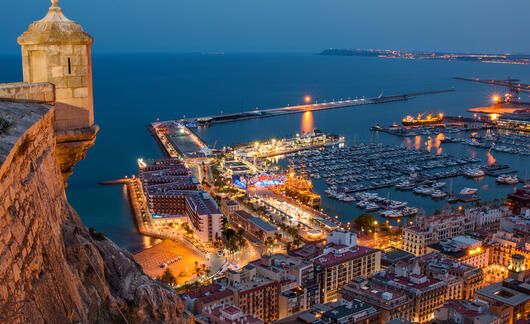 Alicante harbor at night