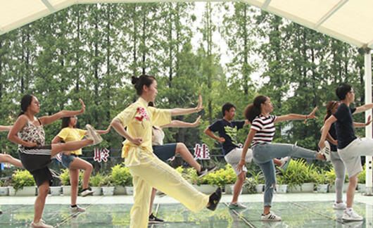 Students doing martial arts in Shanghai