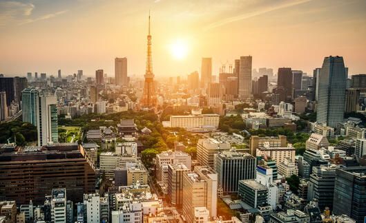 sunset tokyo tower japan