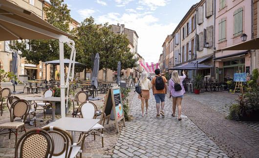 toulouse students walking on cobbled street