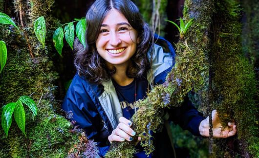 monteverde girls posing in trees during rain forest hike