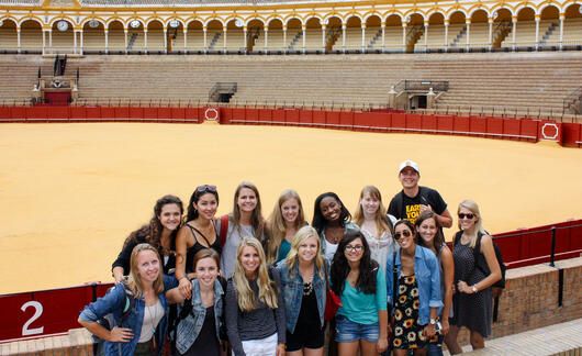 seville-student-group-bull-fighting-arena