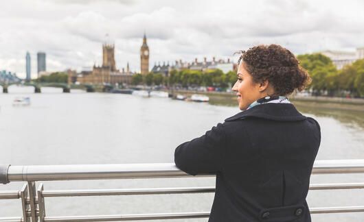 london-woman-thames-river-bridge-big-ben-background