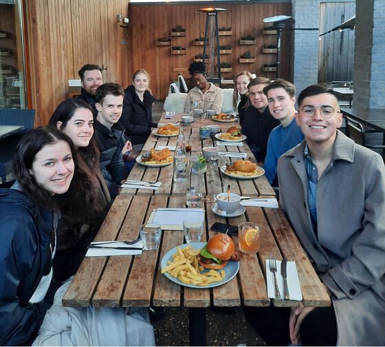 london students at pub