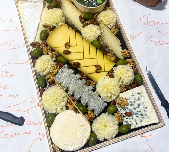 Plate of assorted French cheses