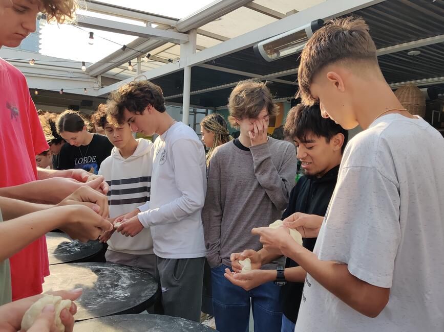 Working the pizza dough