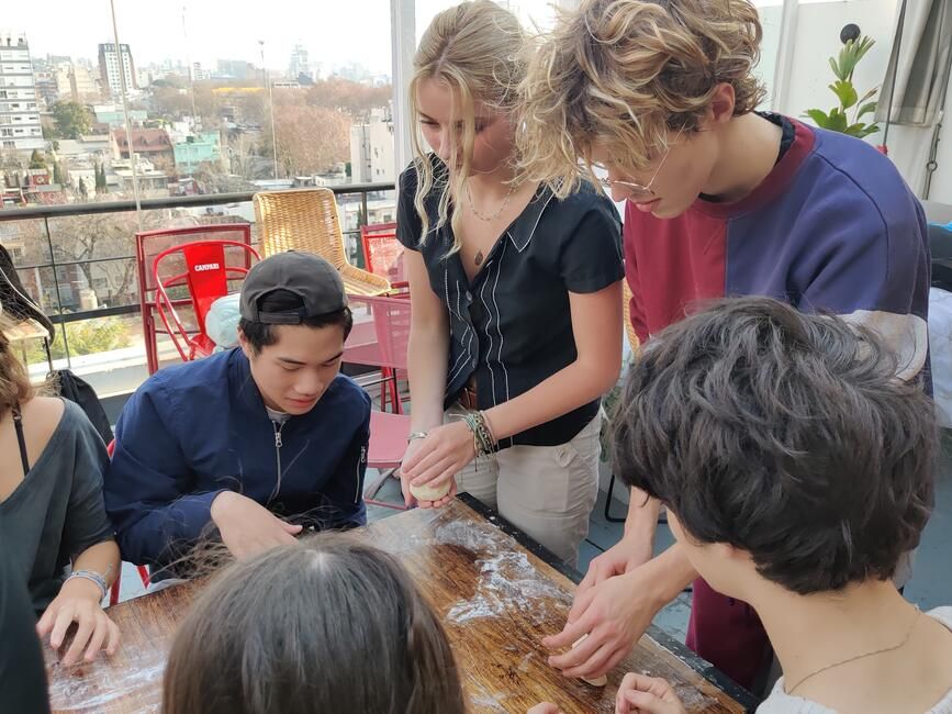 Working the pizza dough
