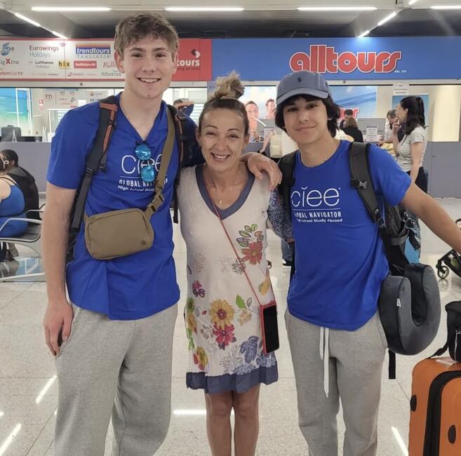 students with host family