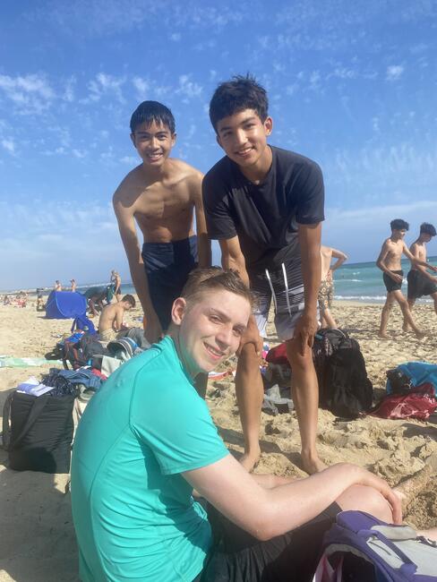 students at beach