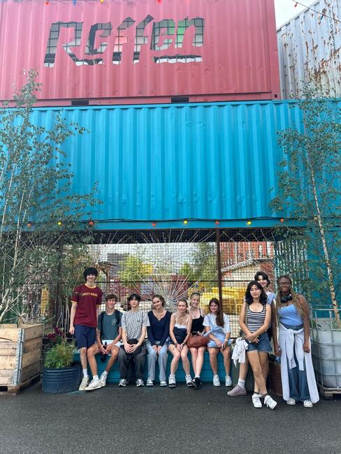 Students at Reffen food hall