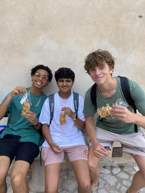 Students trying local treats